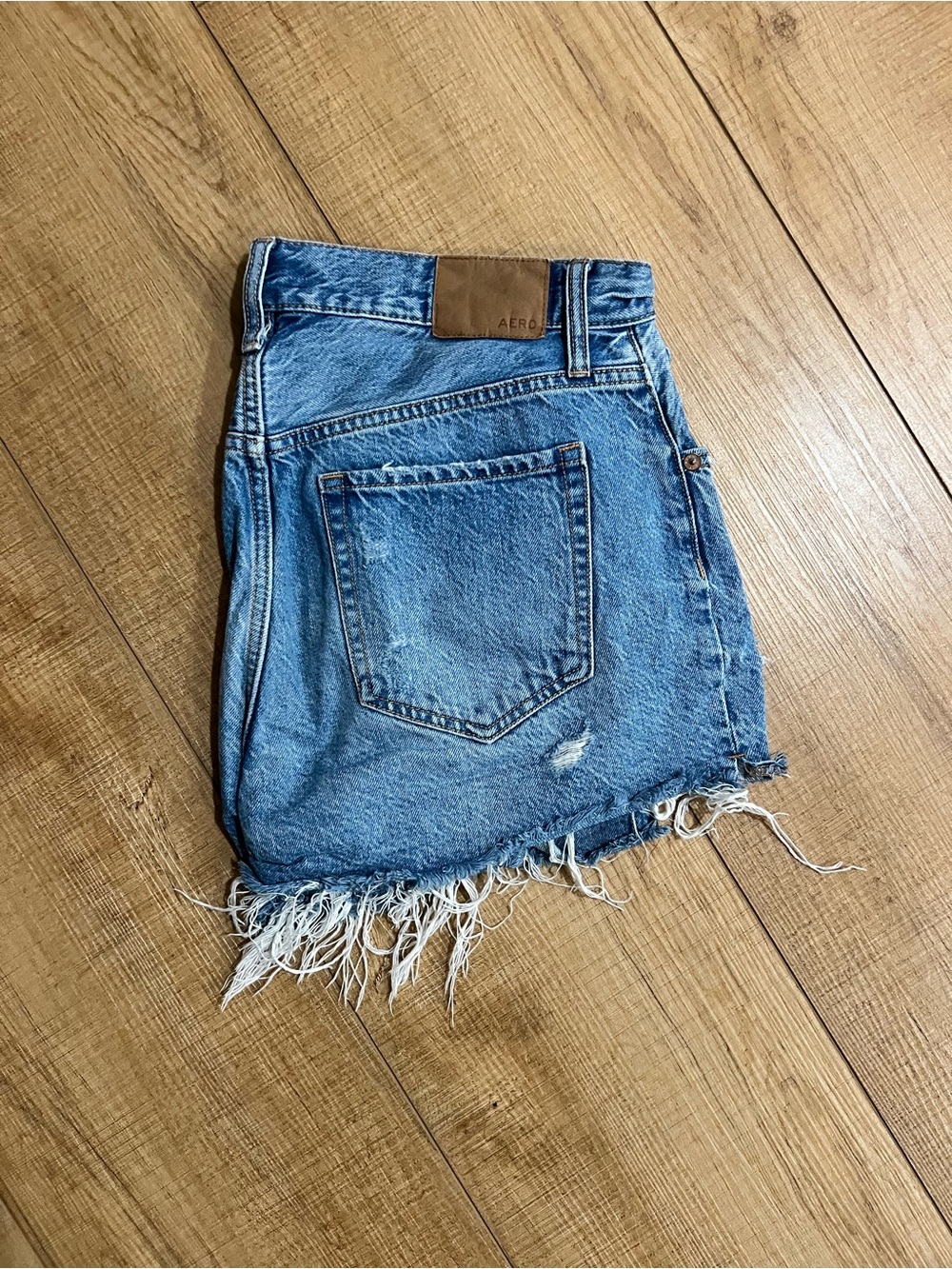 Aeropostale Light Blue Distressed High-Rise Denim Shorts